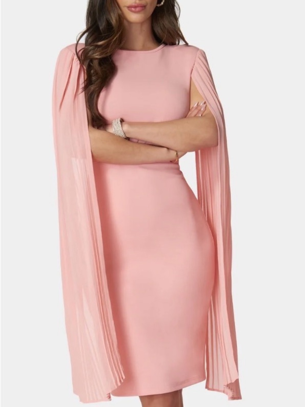 BEBE Cape Sleeve Sheath Dress